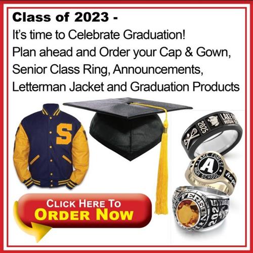 Click to order cap & gown, senior class ring, and other graduation products